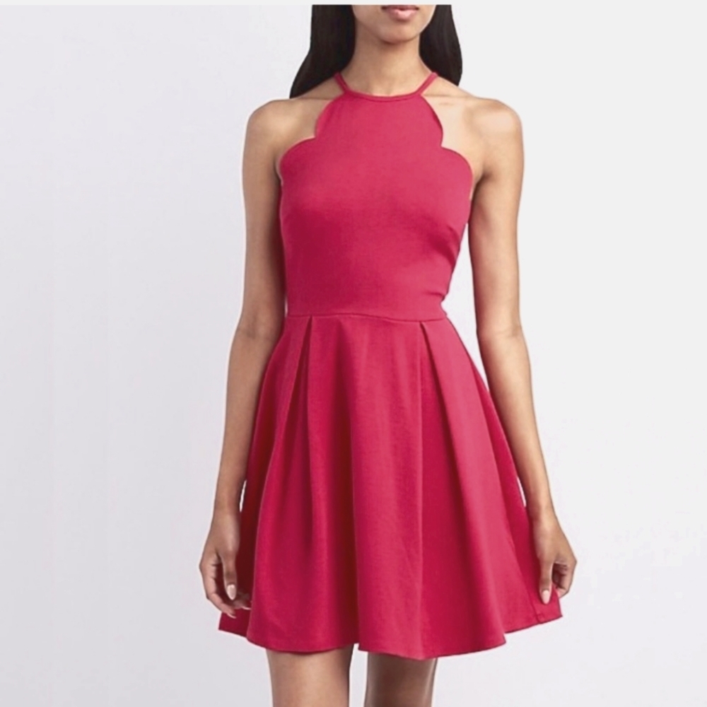 Charlotte Russe scalloped size small halter dress midi length